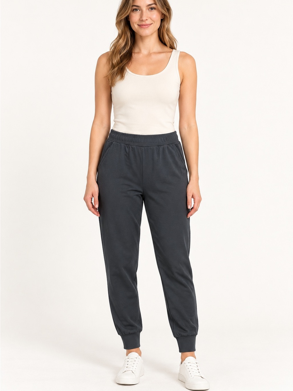 NWT Eddie Bauer Dark Gray Elastic-Waist Jogger Pants